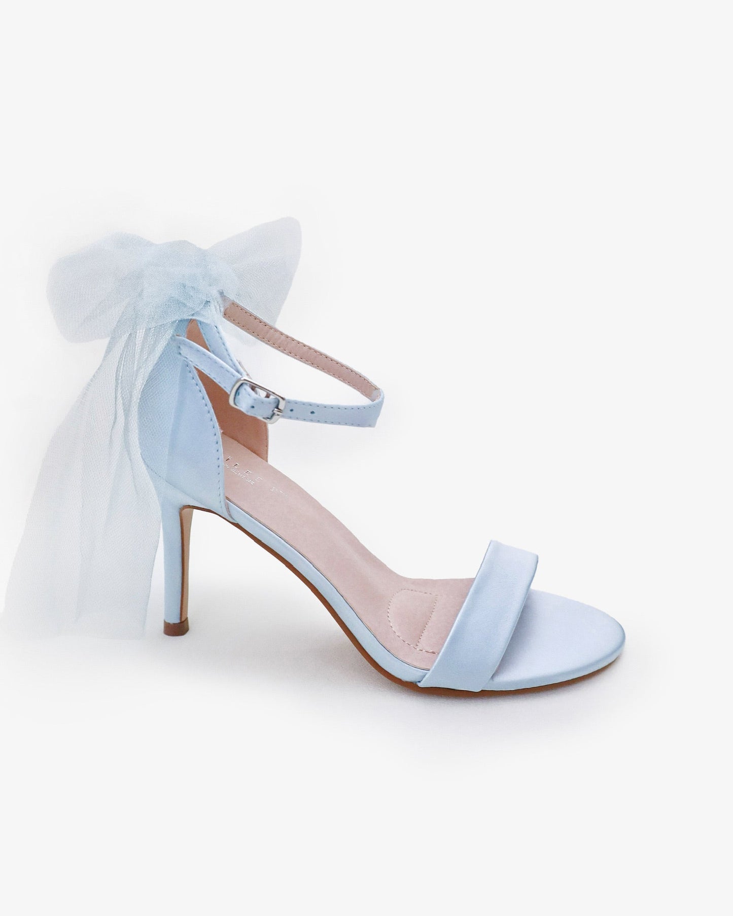 Satin High Heel Wedding Sandals with Tulle Back Bow