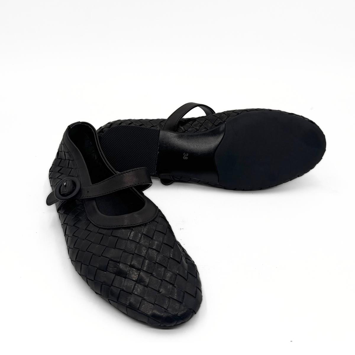 Rena Woven Mary Janes - Black