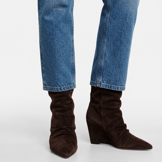 Jill Slouch Wedge Boots - Brown