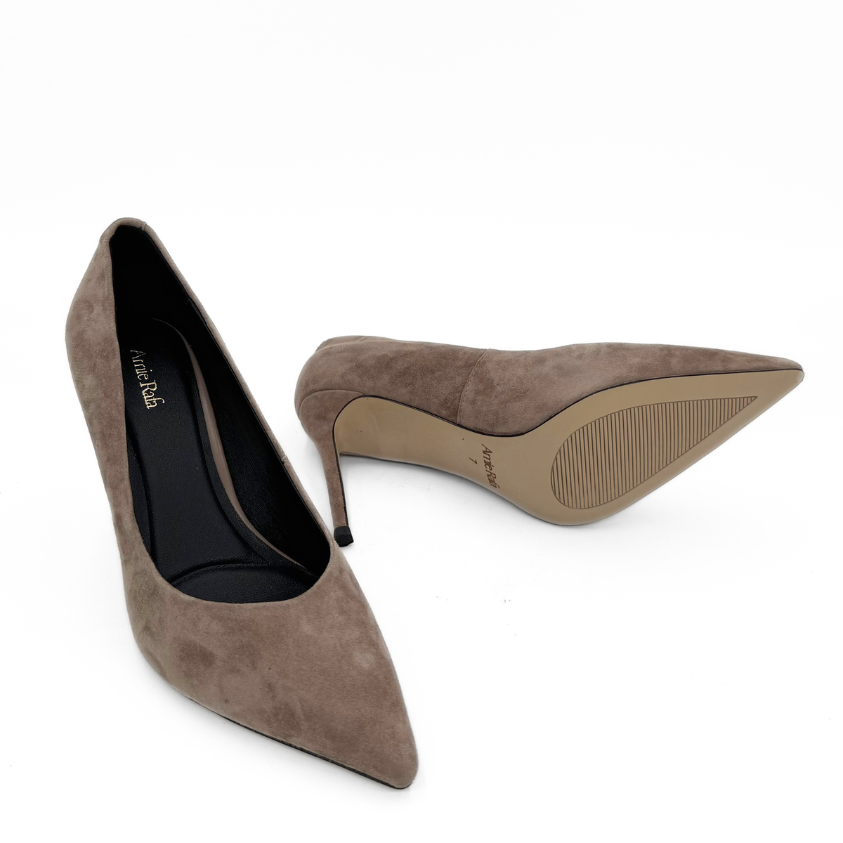 Noreen 90mm Suede Pumps - Taupe Suede