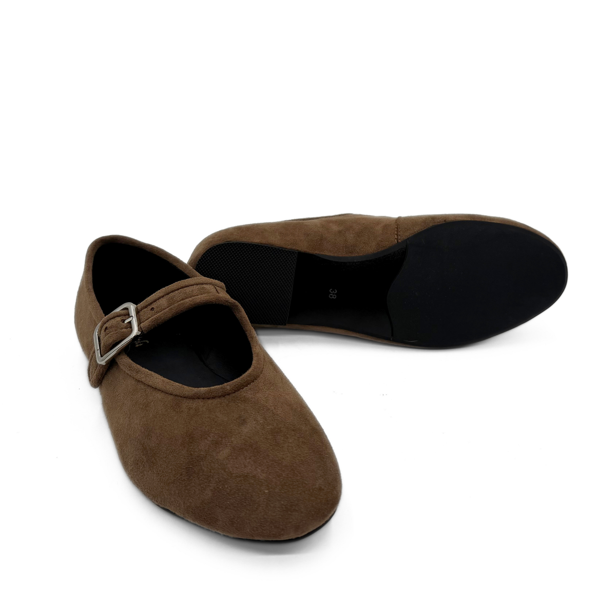 Ashley Suede Mary Jane Flats - Taupe