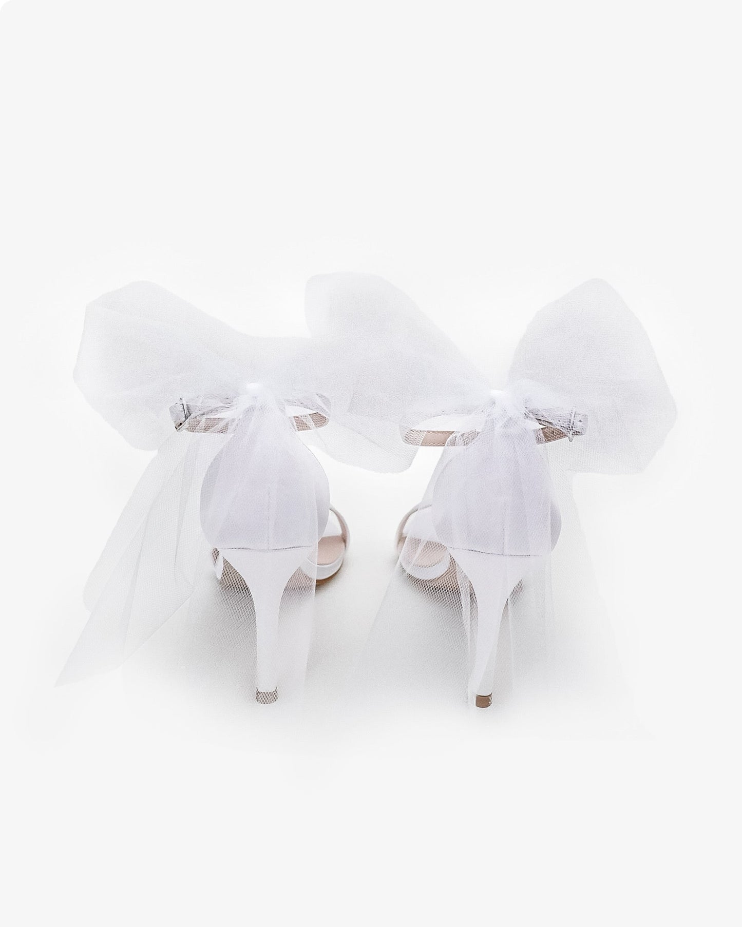 Satin High Heel Wedding Sandals with Tulle Back Bow