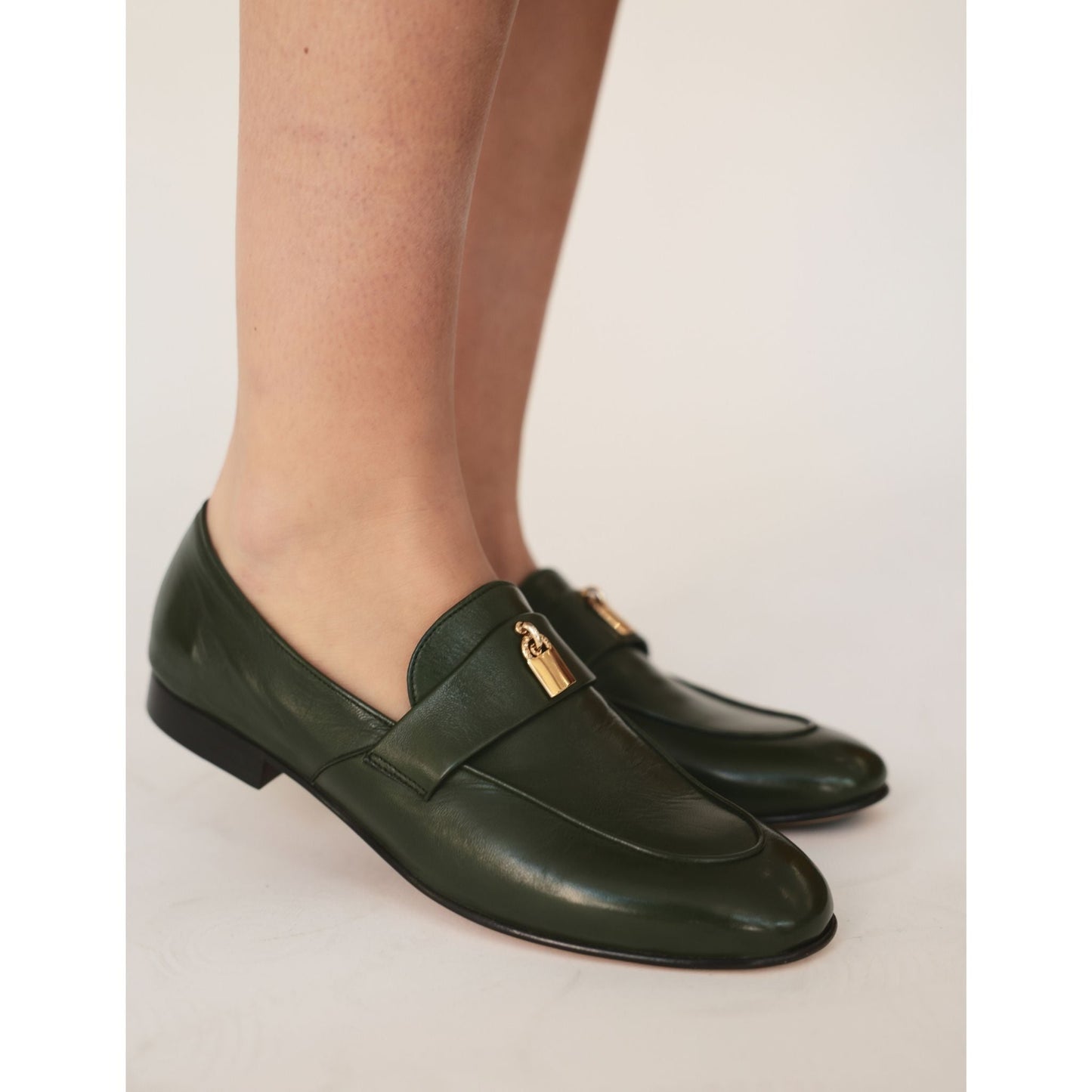 Seafoam Leather Lock Flat Loafer