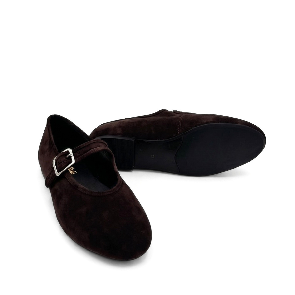 Ashley Suede Mary Jane Flats - Brown