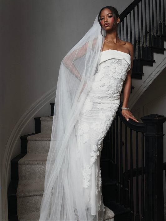 Raphaela White Floral Strapless Mermaid Wedding Dress