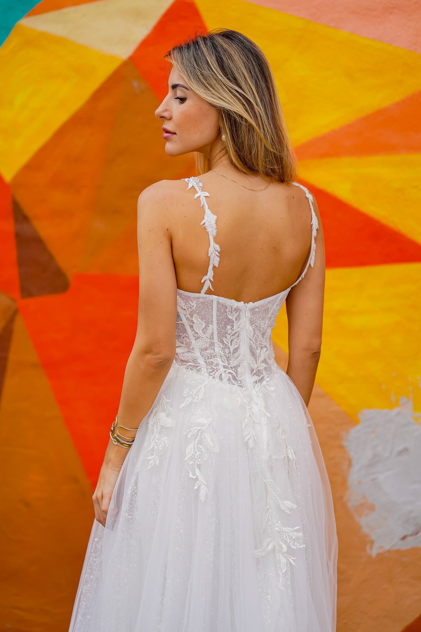Sheer Bodice Lace Bridal Ballgown
