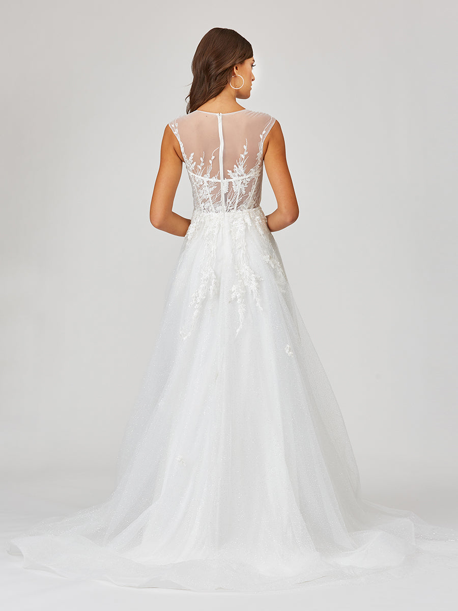 Sheer Bodice Lace Bridal Gown