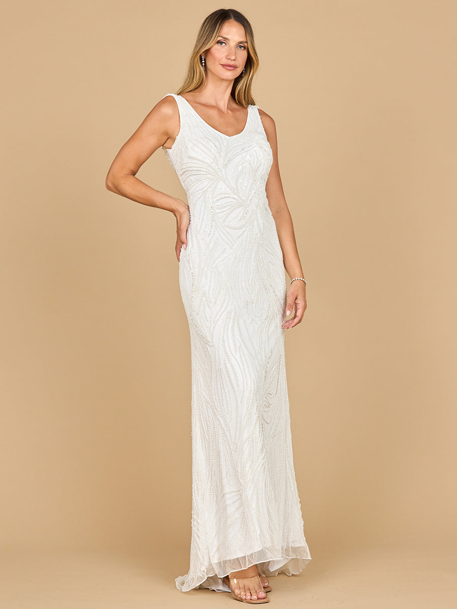 Beaded Draped Cowl Back Wedding Gown  Maison De Made