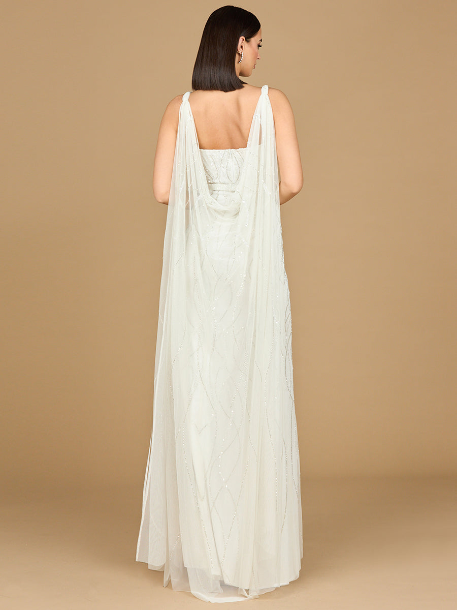 Beaded Wedding Gown with Cape