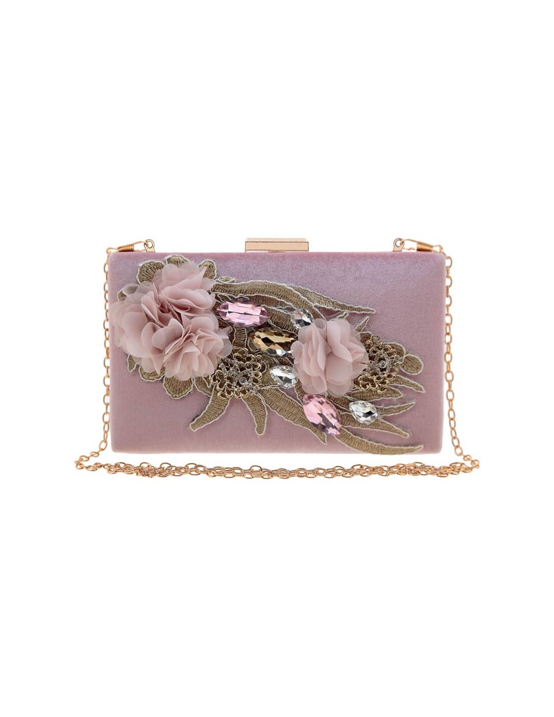Flormoda - Blush Velvet Floral Embellished Clutch