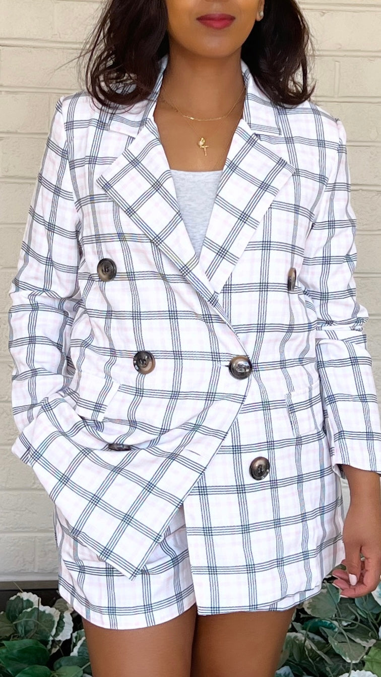 Bellavie - Plaid Blazer and Short Set