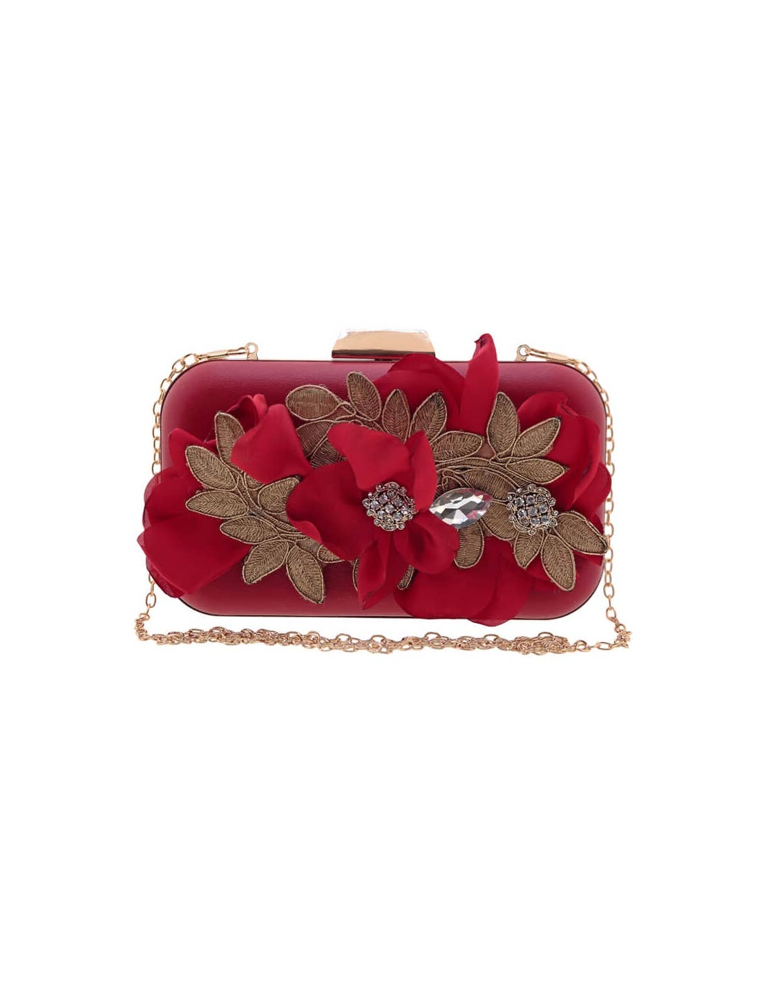 Flormoda - Red Floral Embellished Clutch