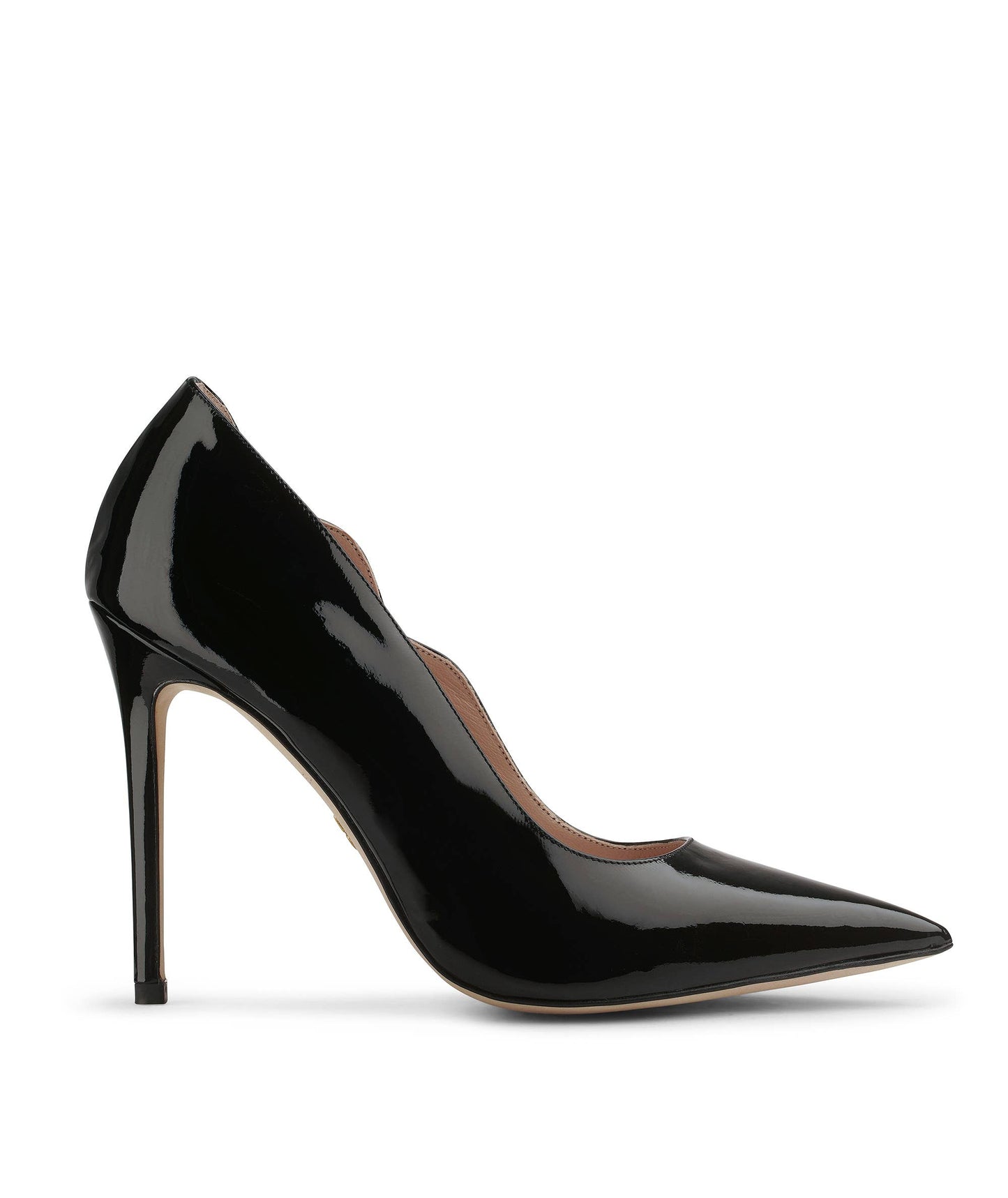 ICONIC TIMELESS PUMPS IN BLACK PATENT LEATHER. 4.1 INCHES STILETTO HEEL, POINTED-TOE