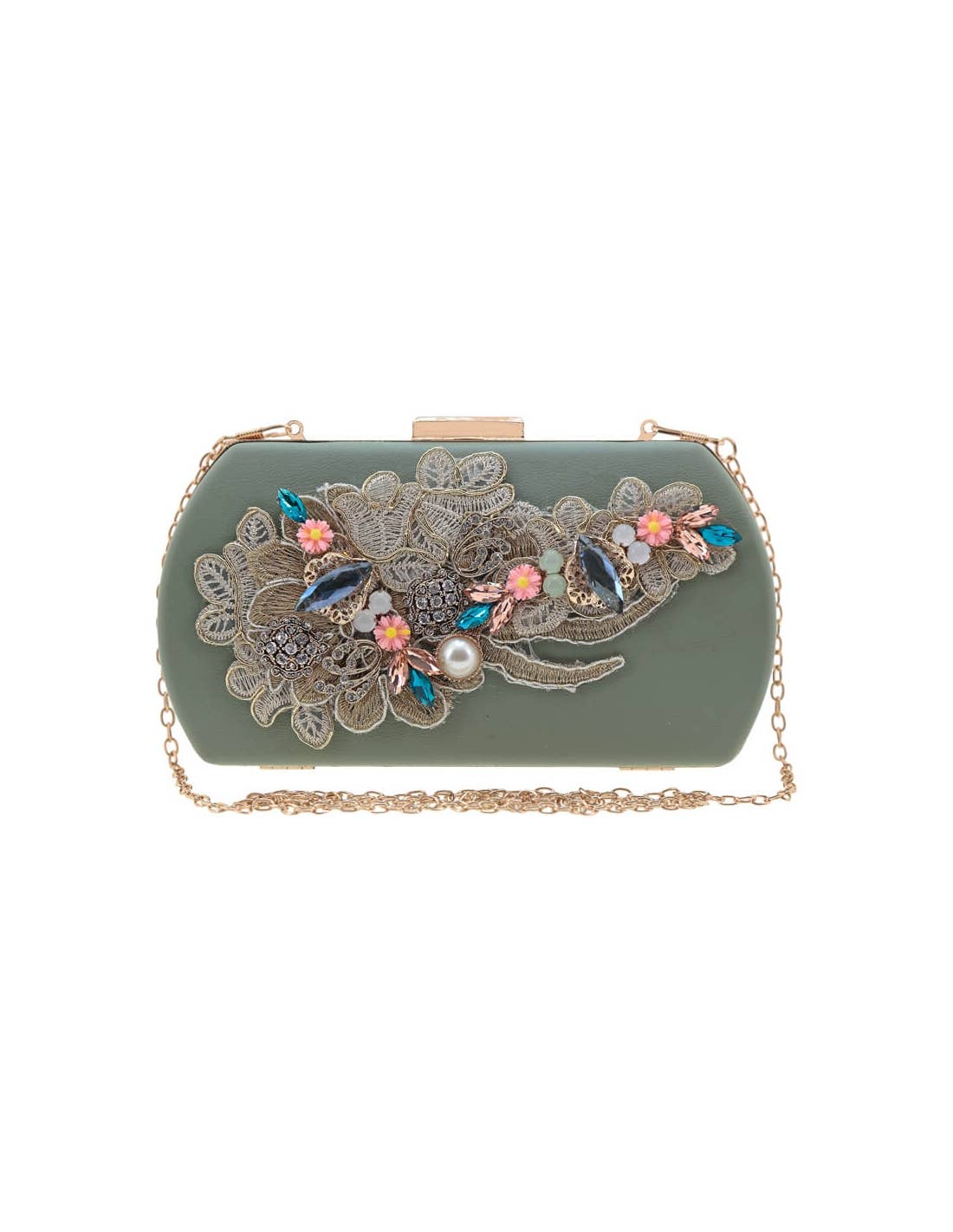 Flormoda - Emerald Crystal-Embellished Clutch