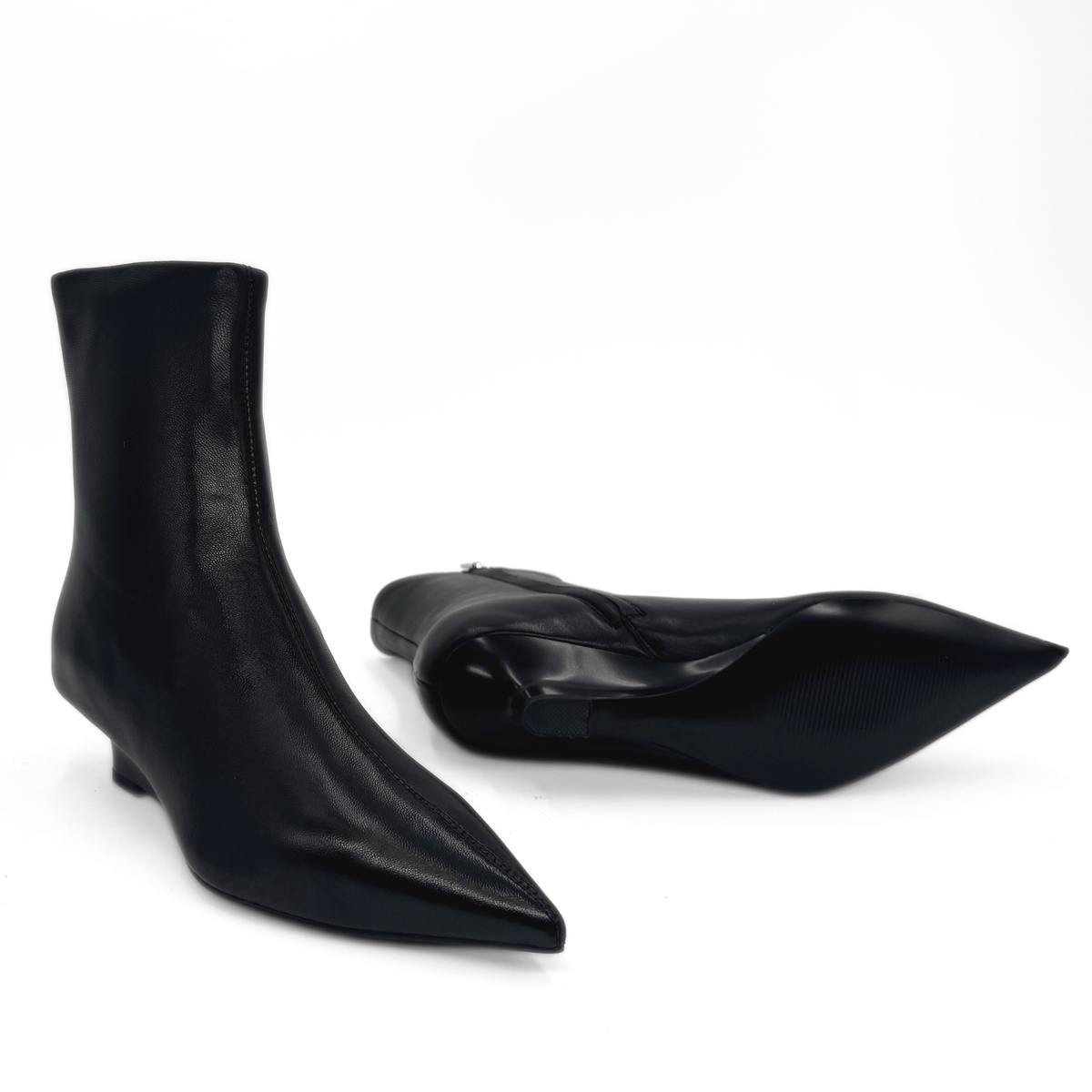 Jody Leather Wedge Boots - Black
