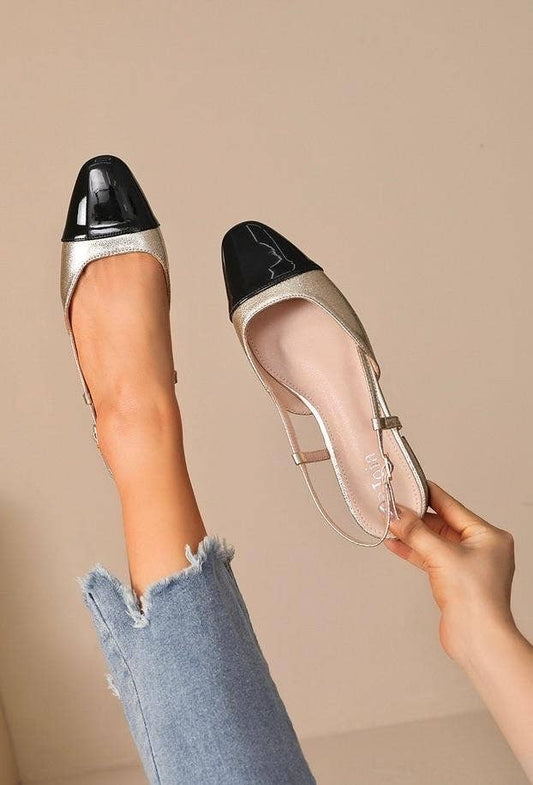 Joia Paris - Two-tone Low Heel Slingback Flats