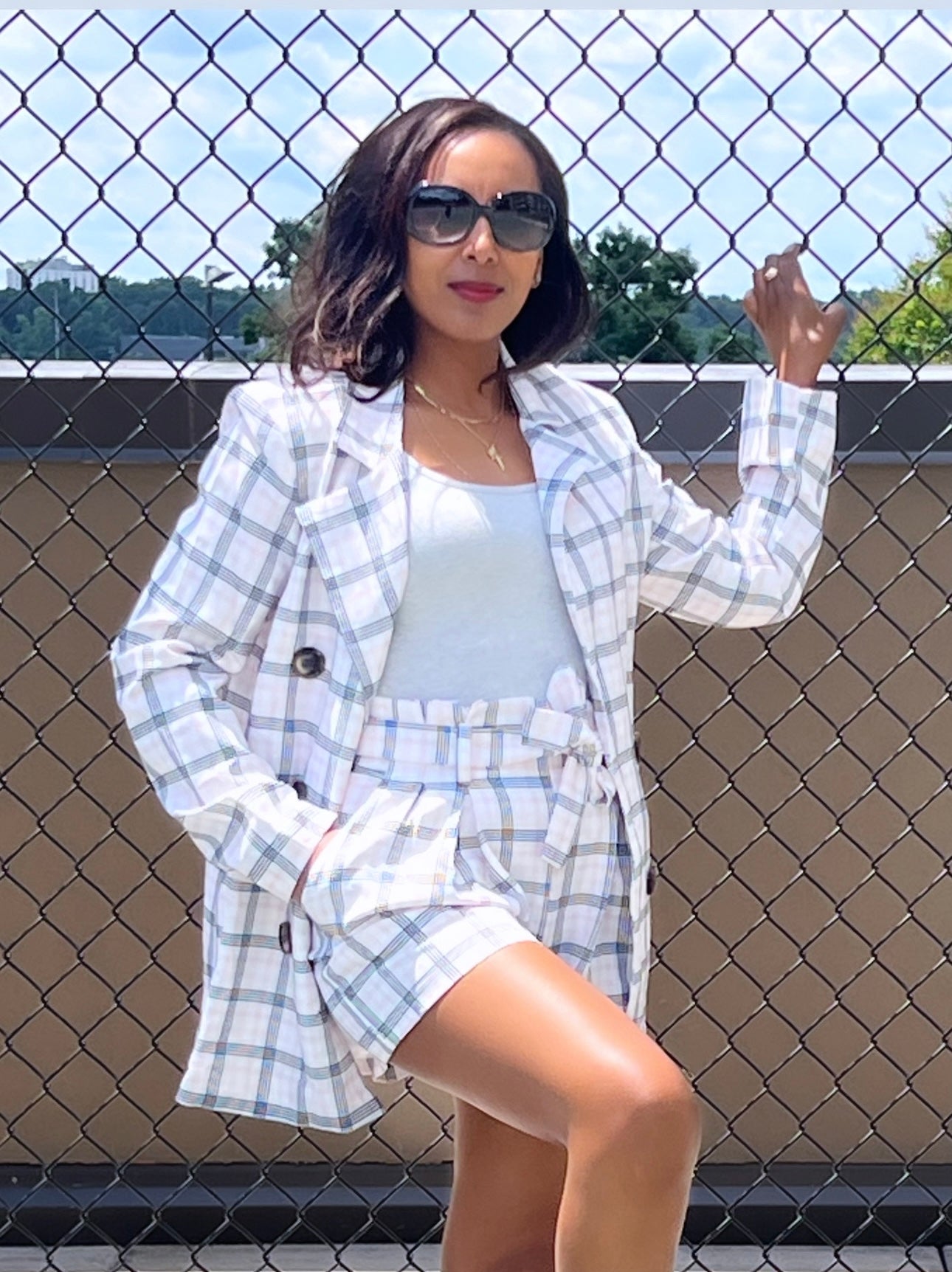 Bellavie - Plaid Blazer and Short Set