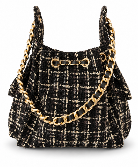 Bayshore Bucket Bag Small - Black Tweed