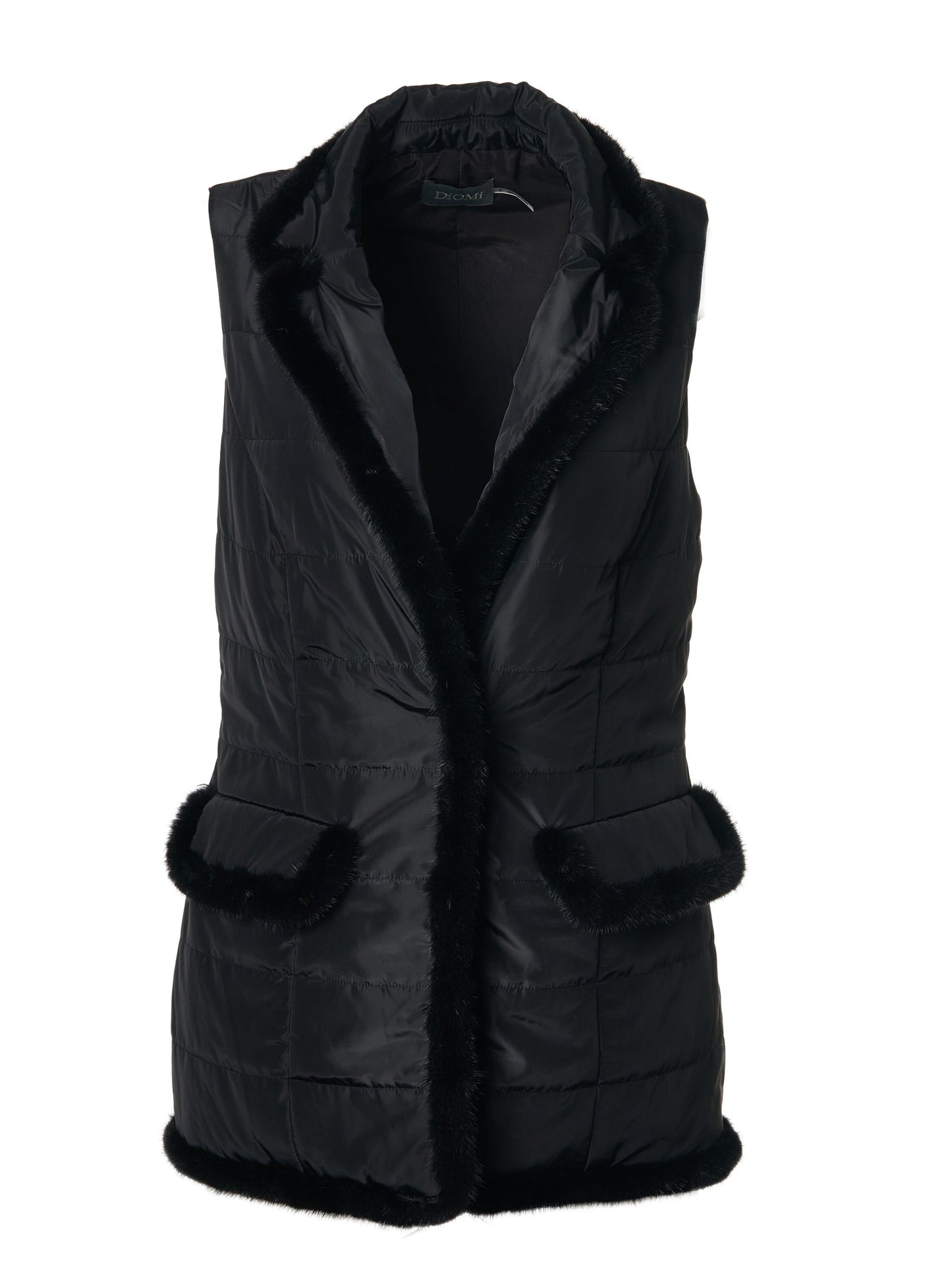 Quilted Vest with Mink in Black