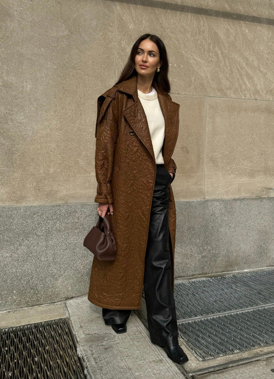 EMBROIDERED NYLON OVERSIZED TRENCH COAT