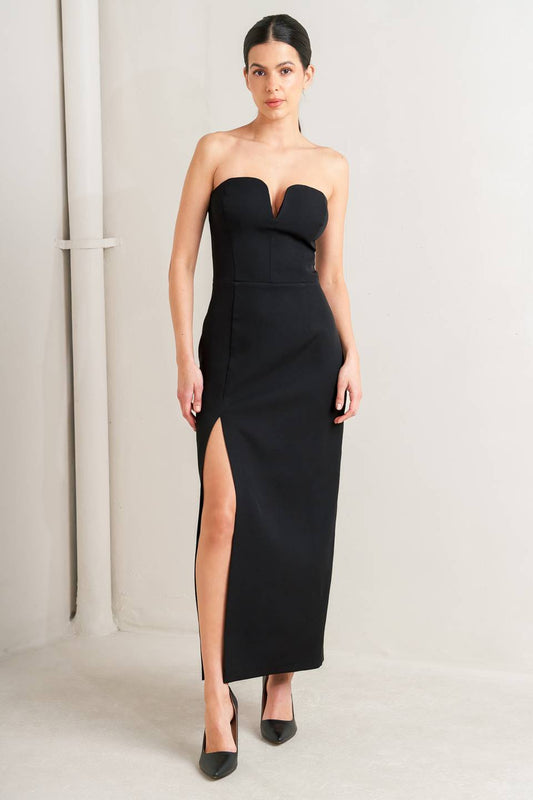 SECRET MOMENT WOVEN MIDI DRESS