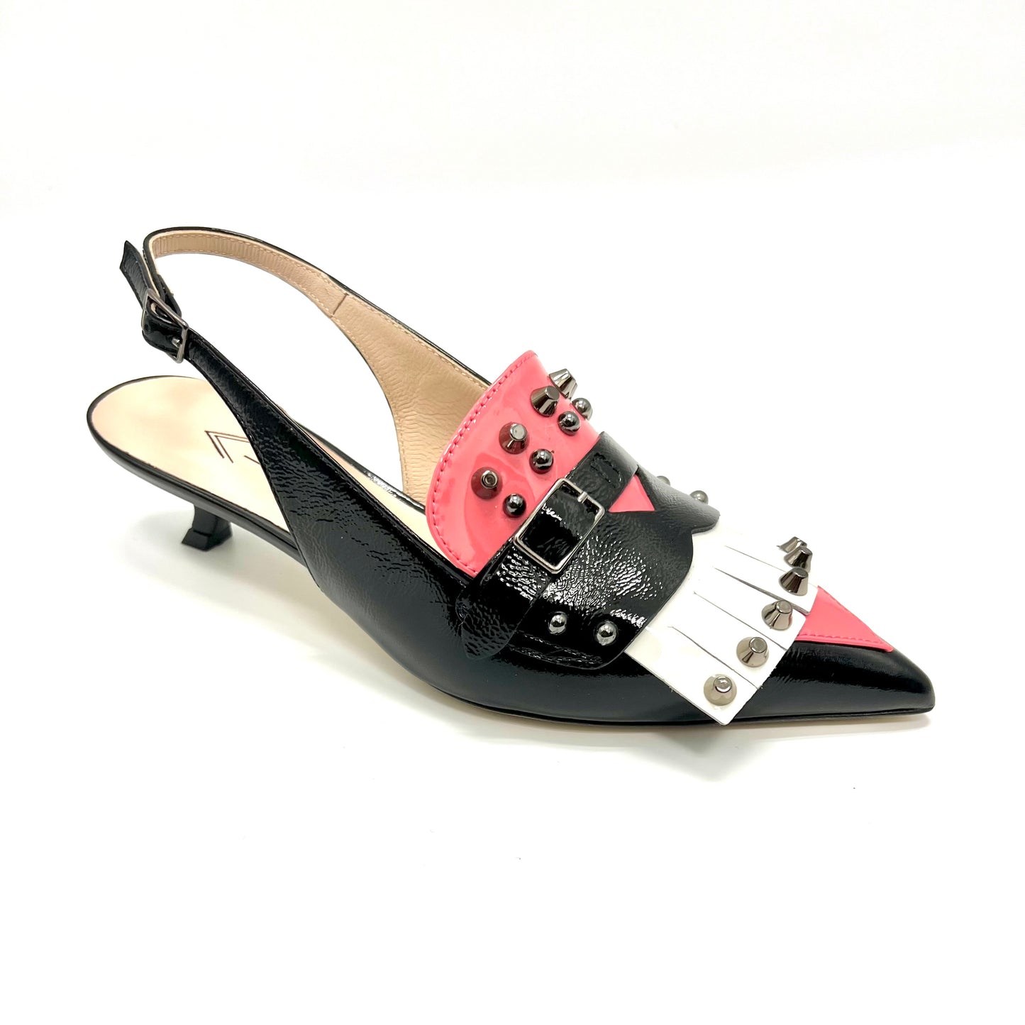 Alchimia - Black, Pink, and White Slingback Pumps