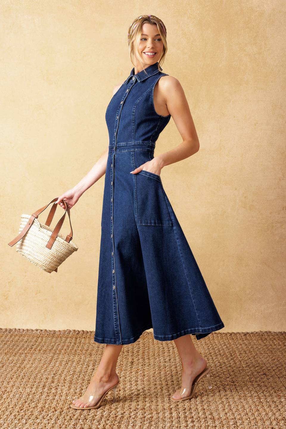 dark denim midi dress COOL GIRL – Maison De Made Size:XL/16 - (UK 16/US 12/EU 44) Solid Model is 57 redgroup Banana Republic Knit Dress