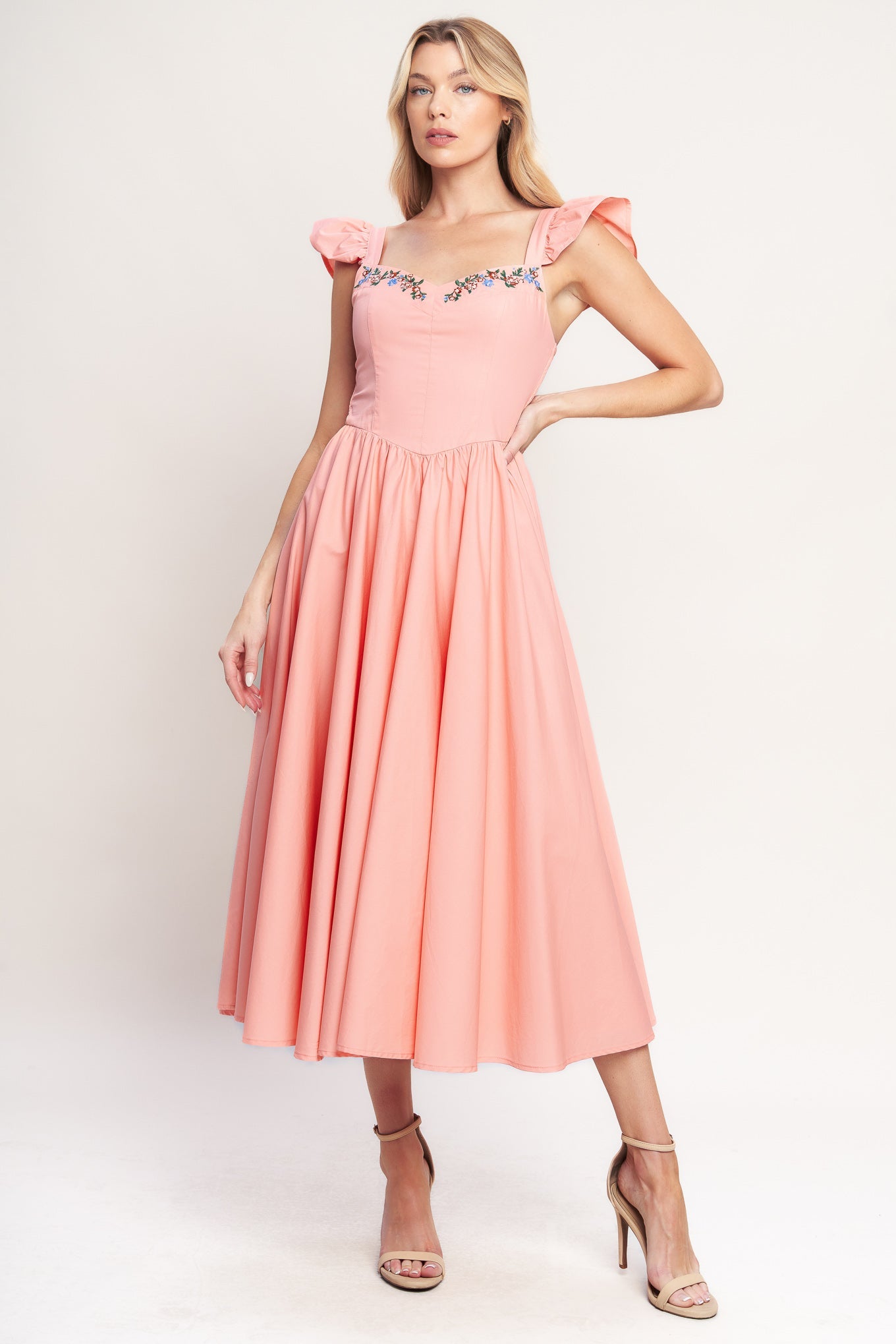 BLUSHED WITH LOVE WOVEN MIDI DRESS Maison De Made BLUSHED WITH LOVE WOVEN MIDI DRESS Maison De Made