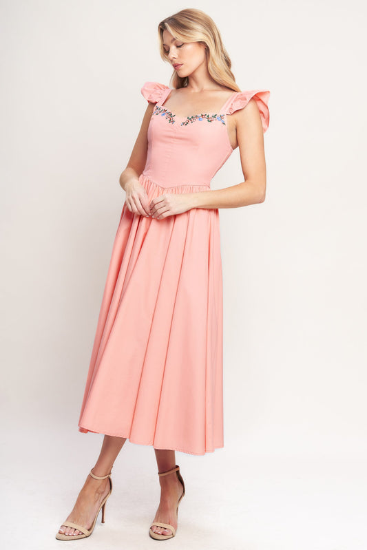BLUSHED WITH LOVE WOVEN MIDI DRESS