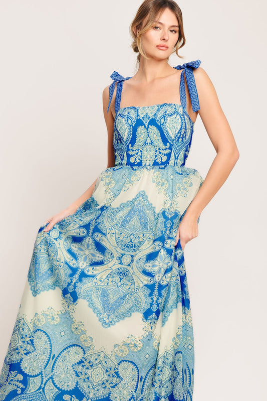 OCEAN TAPESTRY WOVEN MAXI DRESS