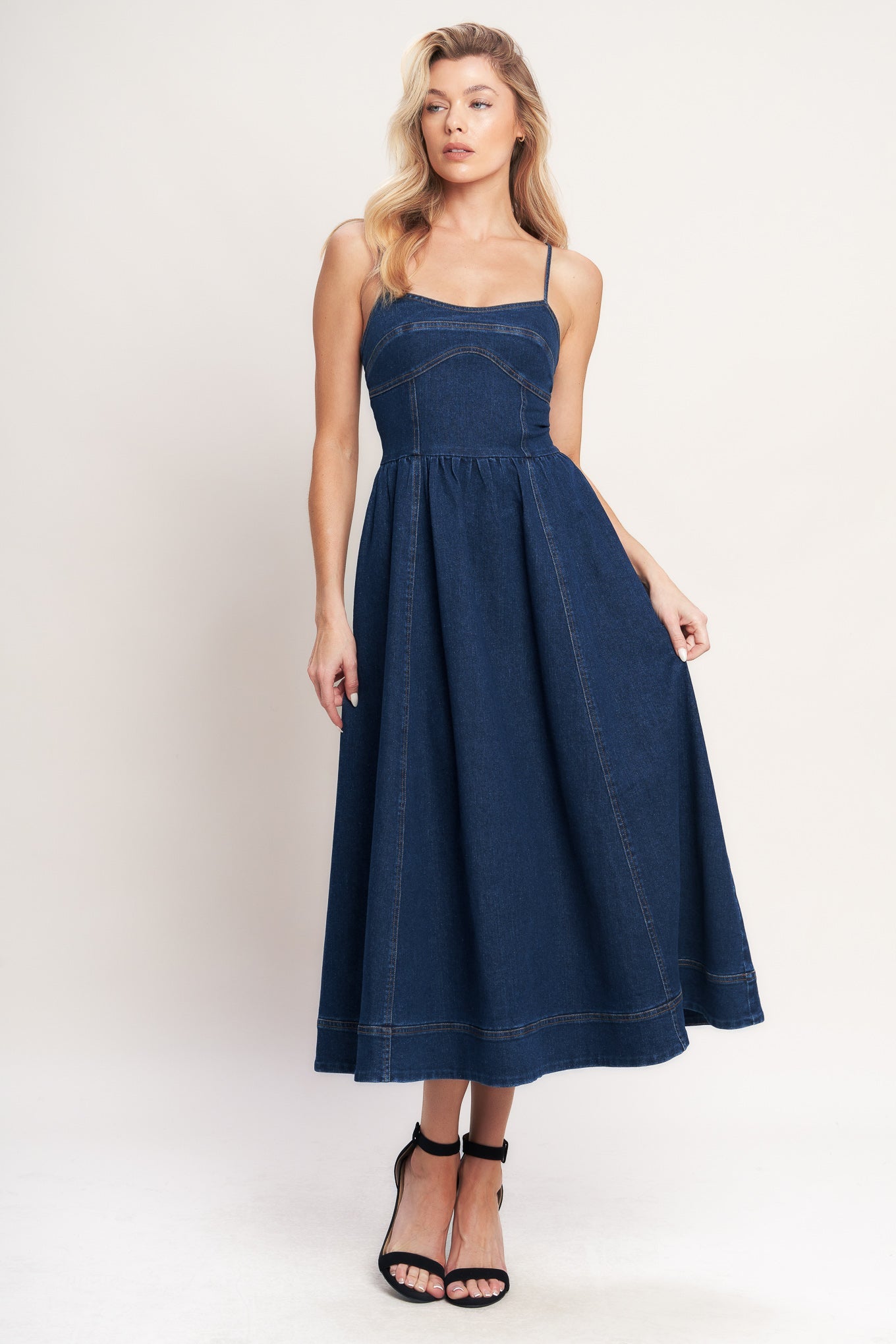midi dress everyday THE EVERYDAY ICON DENIM MIDI DRESS – Maison De Made