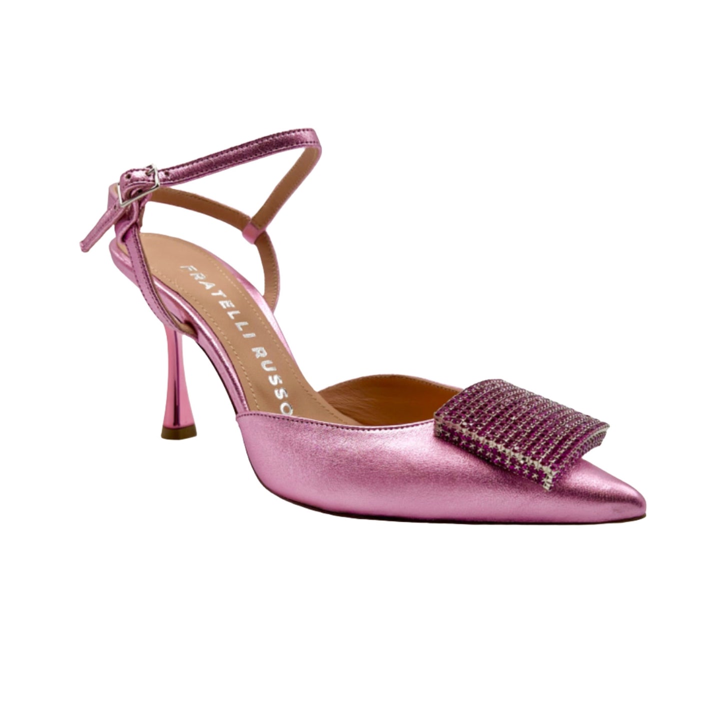 Fratelli Russo - Rose Pink Metallic Ankle-Strap Pump