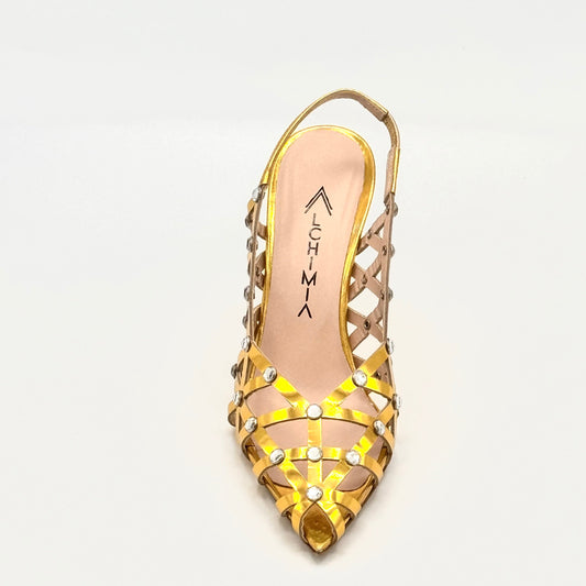 Alchimia - Gold Metallic Slingback Heels