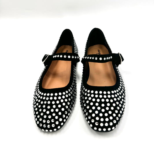 Stephan Paris - Black Mary Jane Flats Decorated with Sparkling Rhinestones