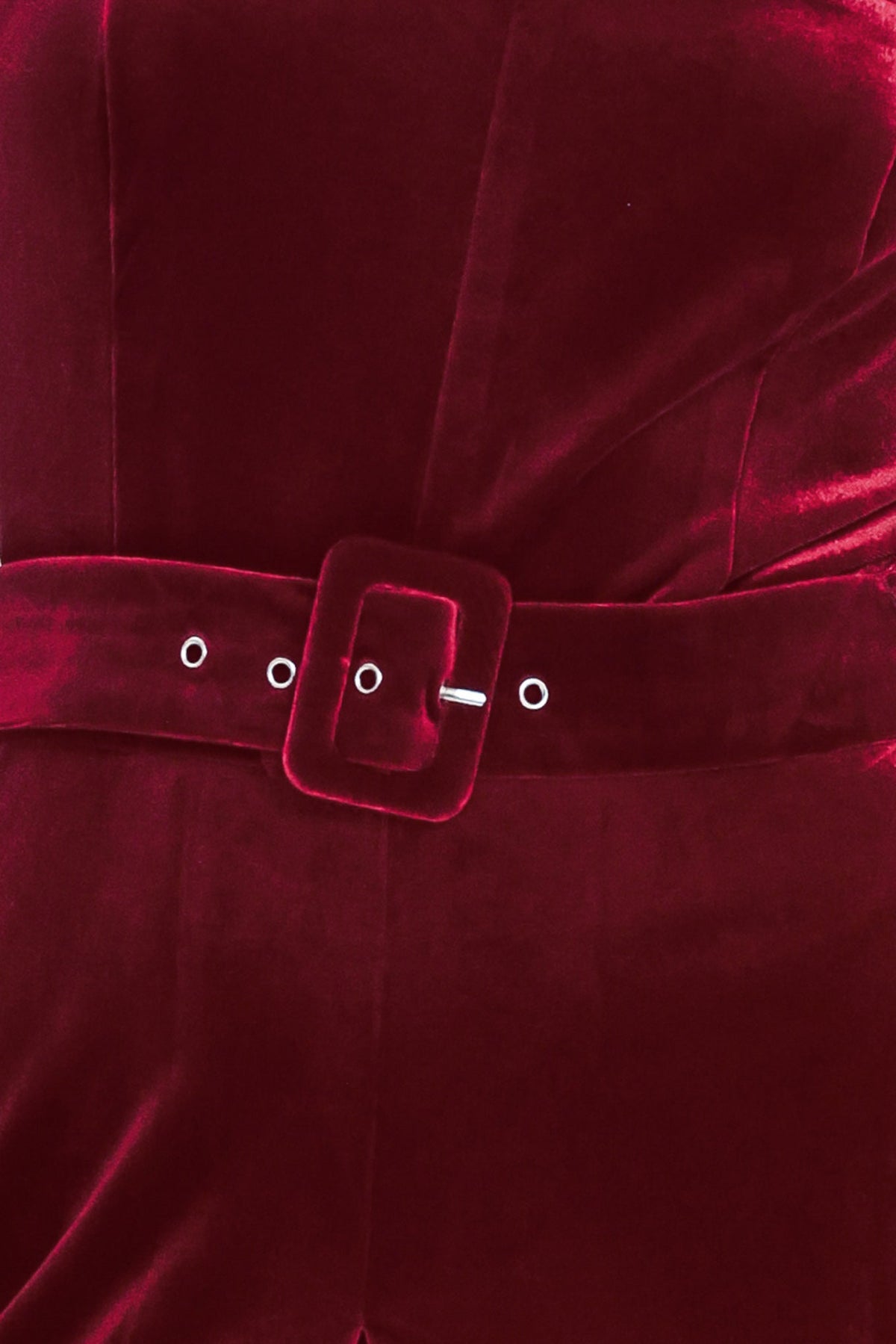 WINE AFTER DARK VELVET BELTED WIDE-LEG JUMPSUIT