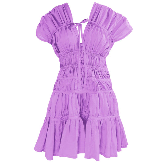 The Srikandi Mini Ruffle Dress In Light Purple