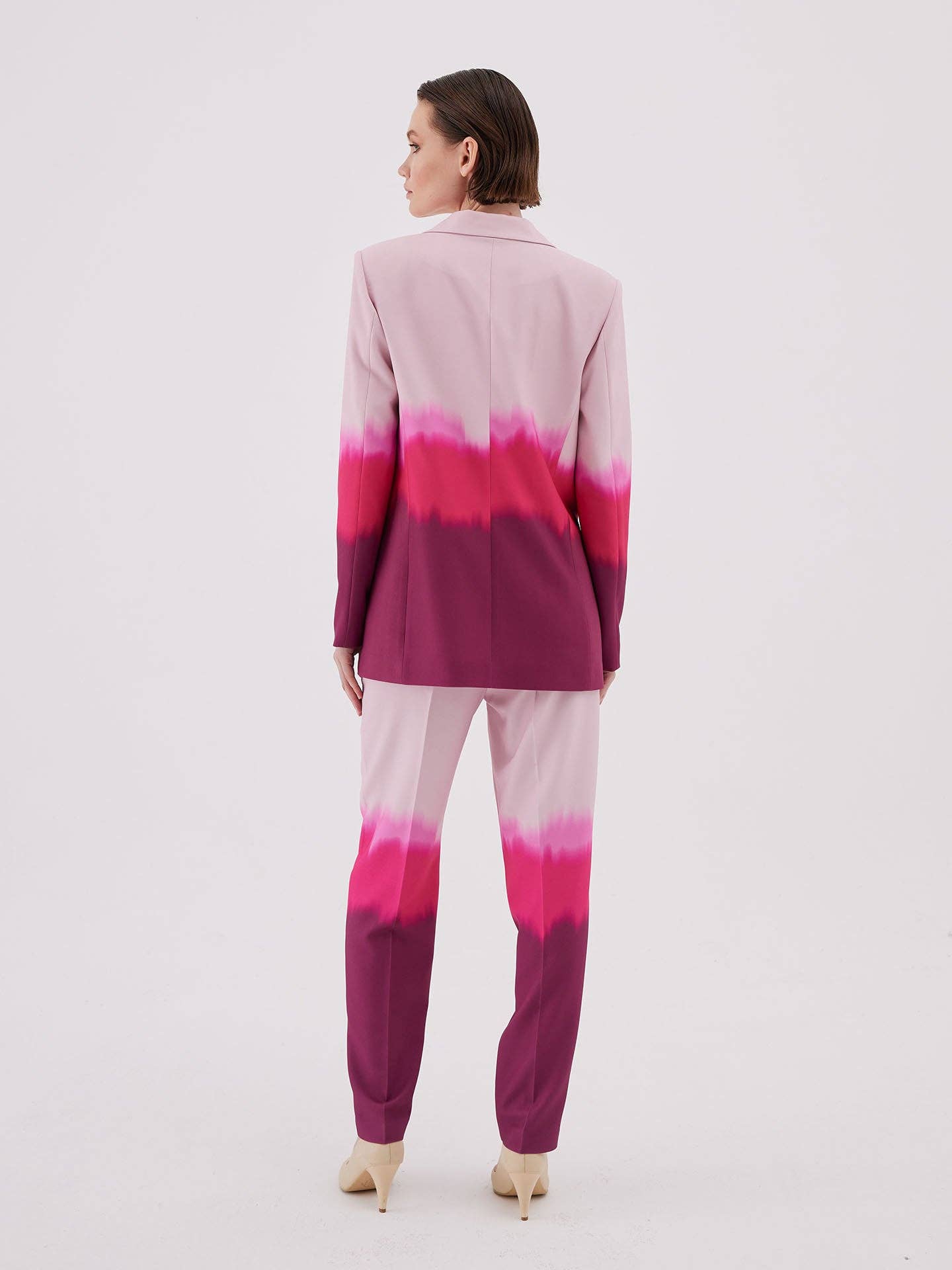 Juste - Ombre Detail Fuchsia Blazer-Pants Set