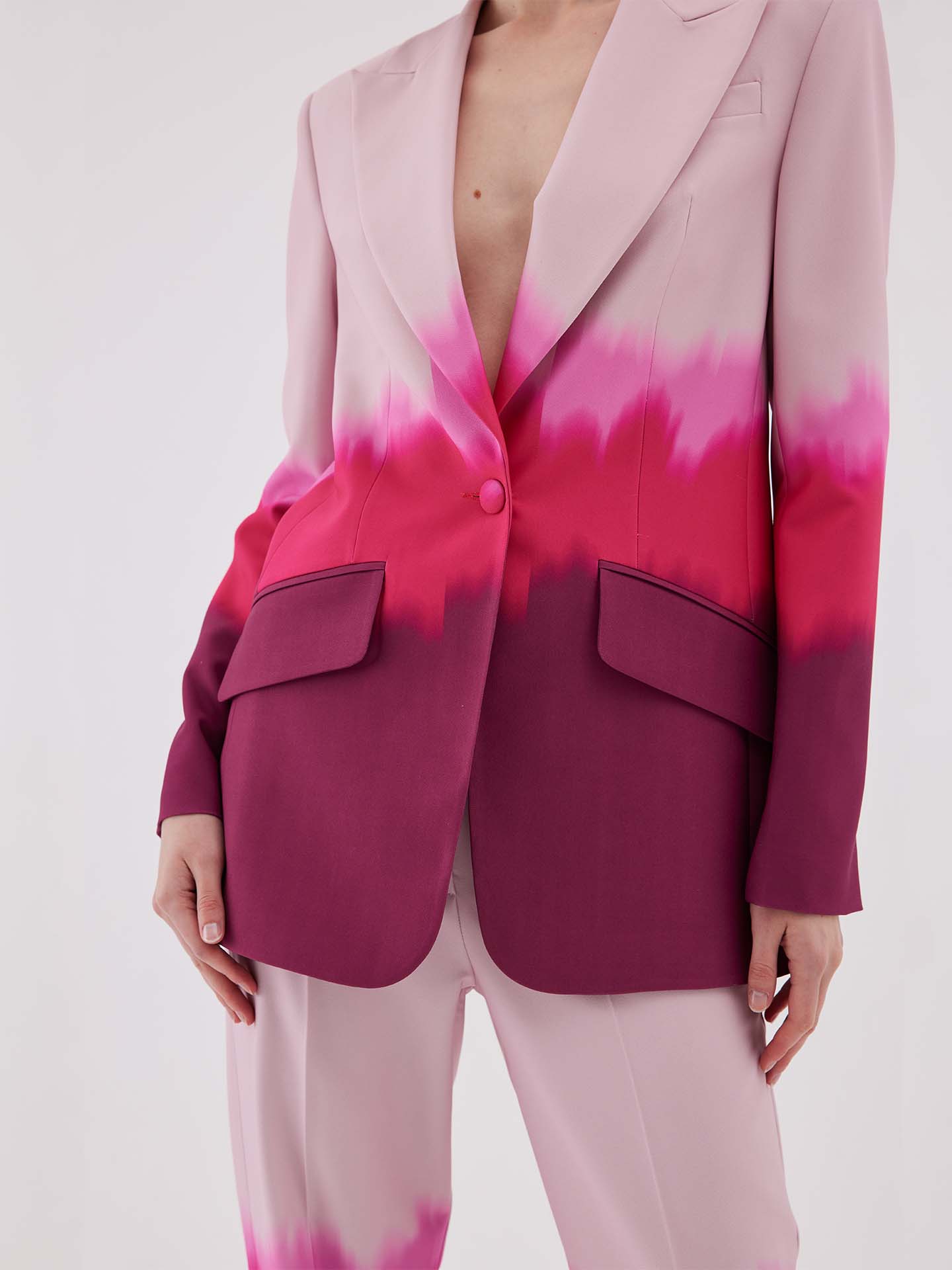 Juste - Ombre Detail Fuchsia Blazer-Pants Set