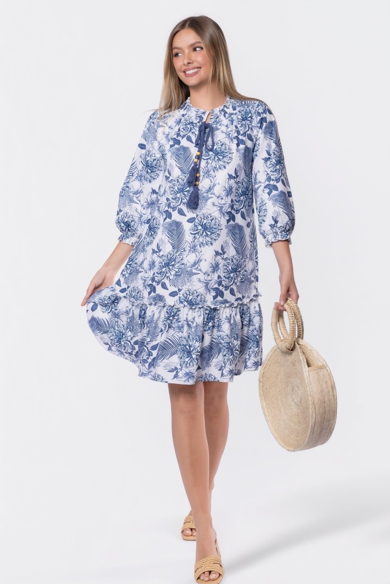 Clio Dress 37" (Blue White)