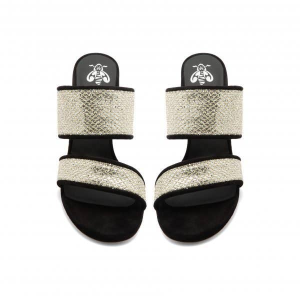 ARNIA - Mery Silver Gold Fabric Black Suede