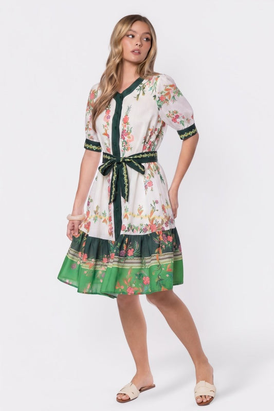 Elma Dress (Ivory Green)