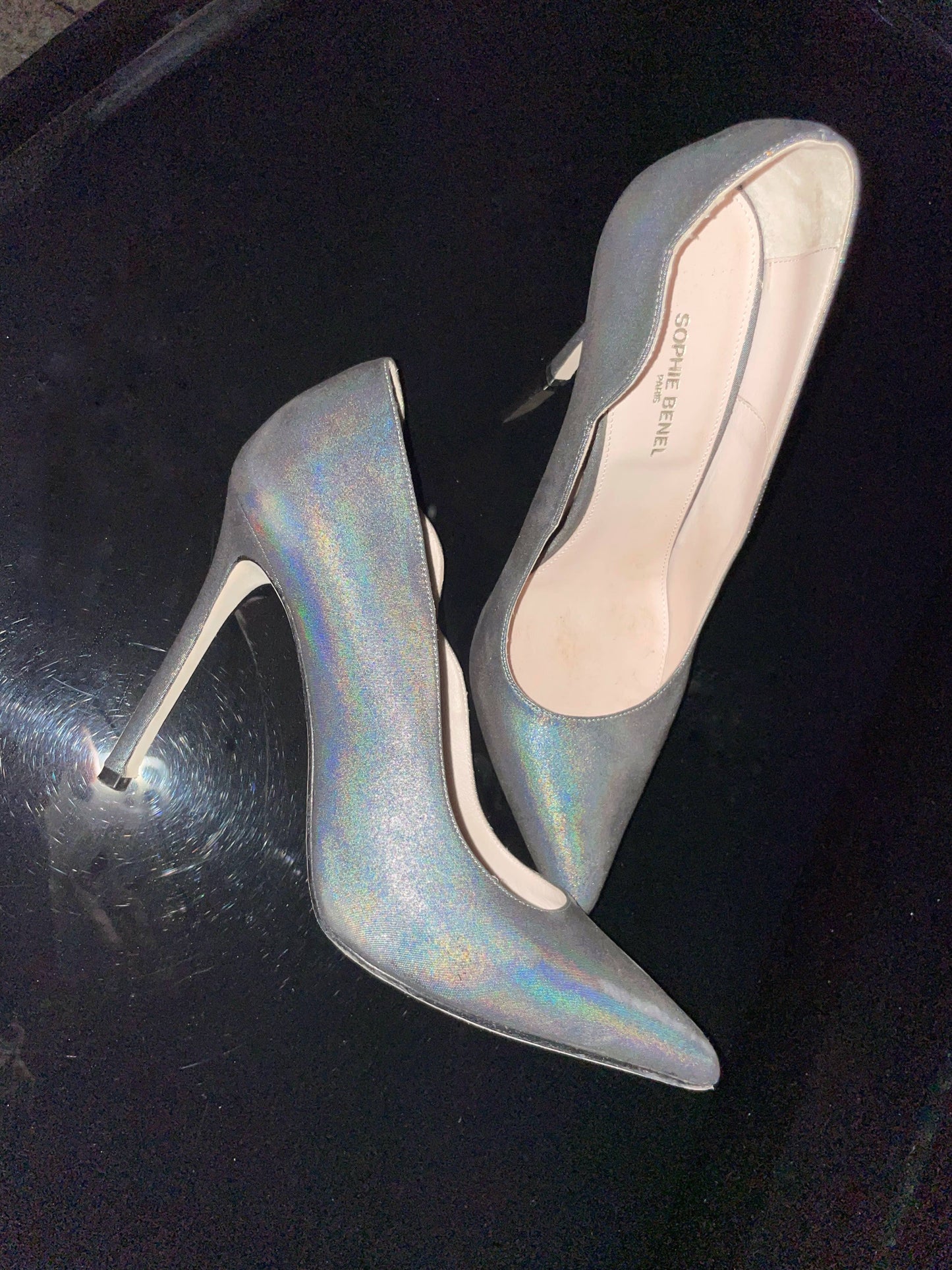 SOPHIE BENEL PARIS - Black Grey holographic stiletto heel pumps