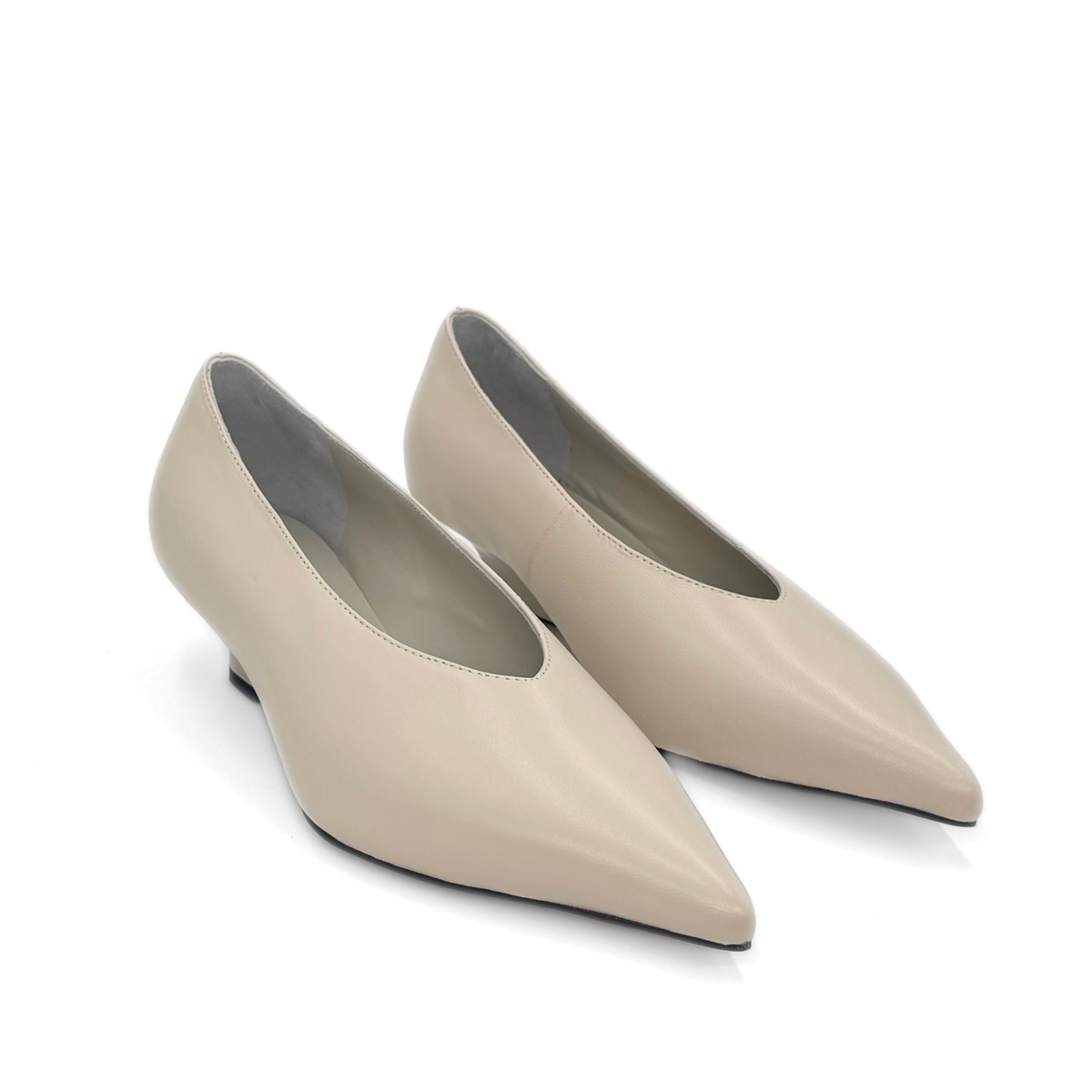 JoJo Leather Wedge Pumps - Bone