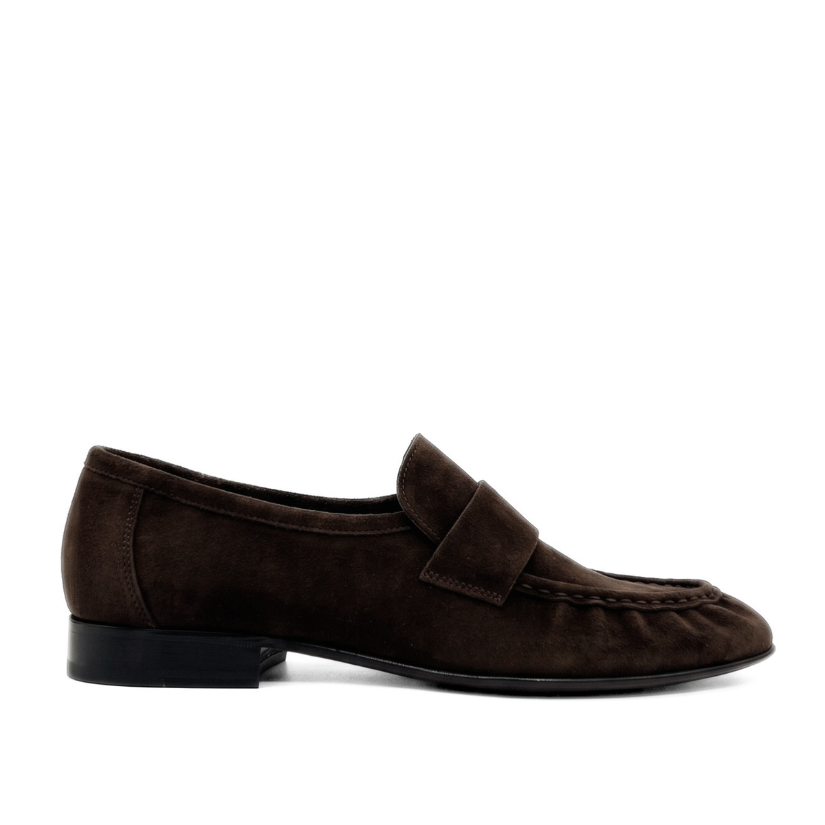 York Ruched Suede Loafers - Brown Suede