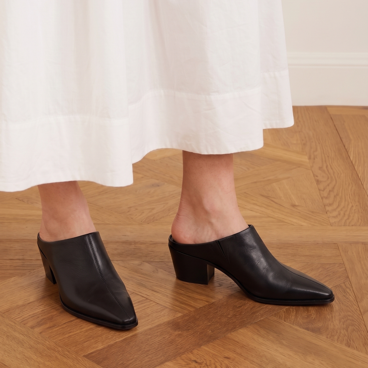 Carla Leather Western Mules - Black