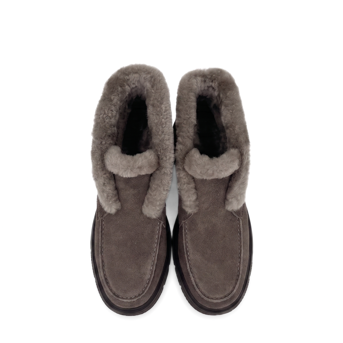 Meredith Suede Shearling Ankle Boot - Taupe