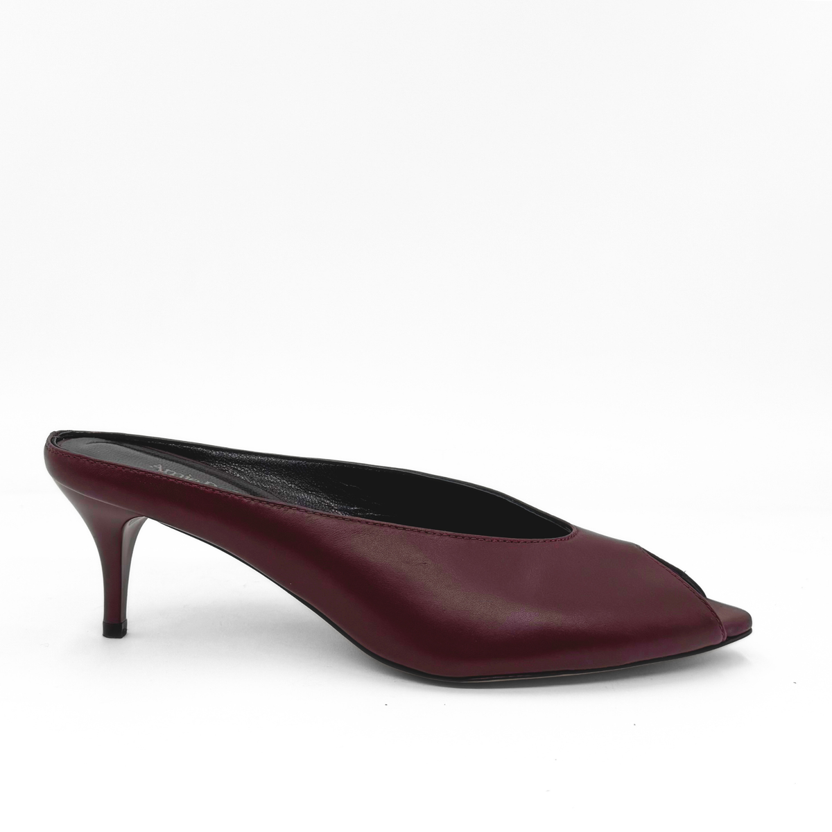Audrey II Peeptoe Leather Mule - Burgundy