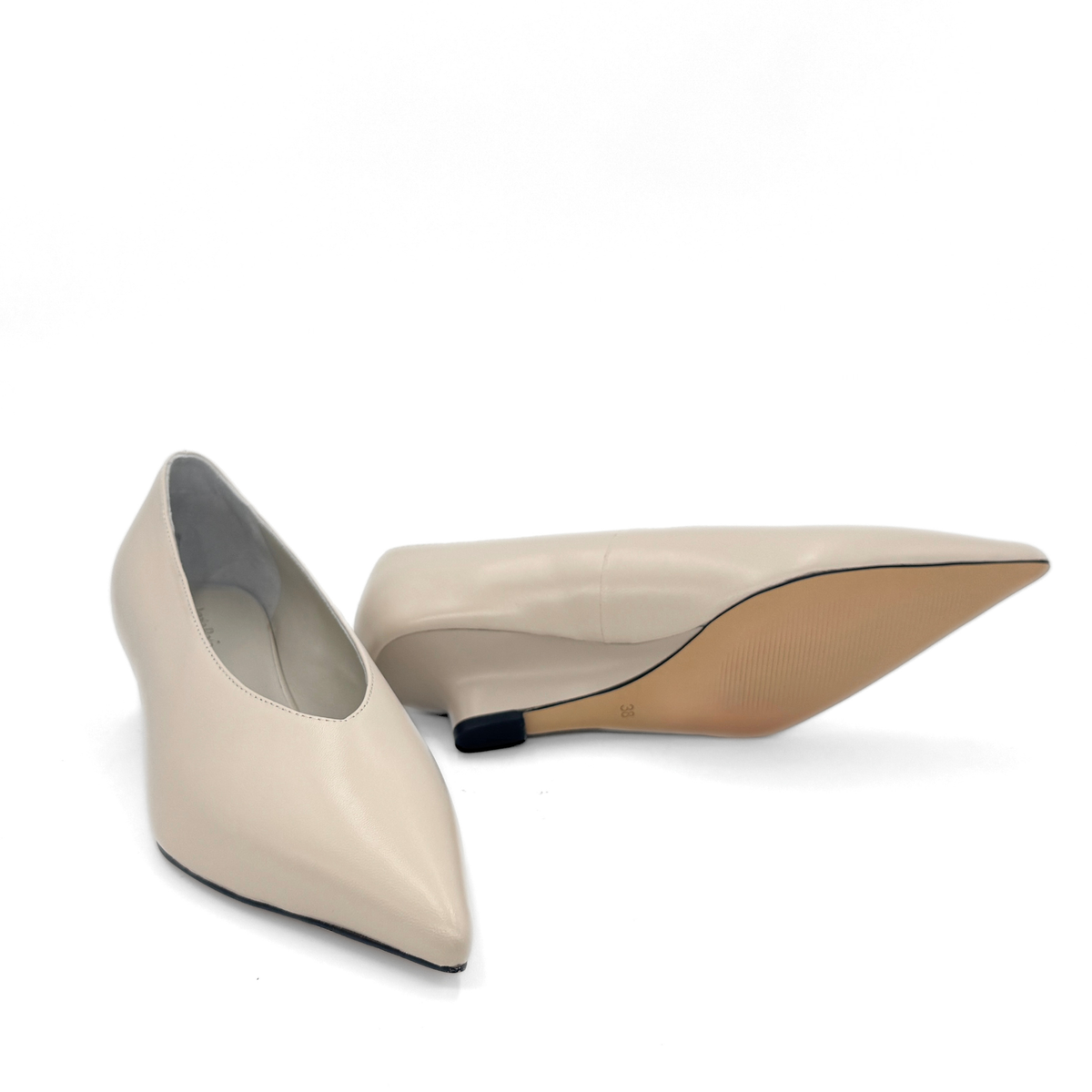 JoJo Leather Wedge Pumps - Bone