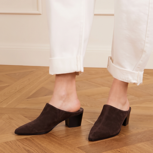 Carla Suede Western Mules - Brown Suede