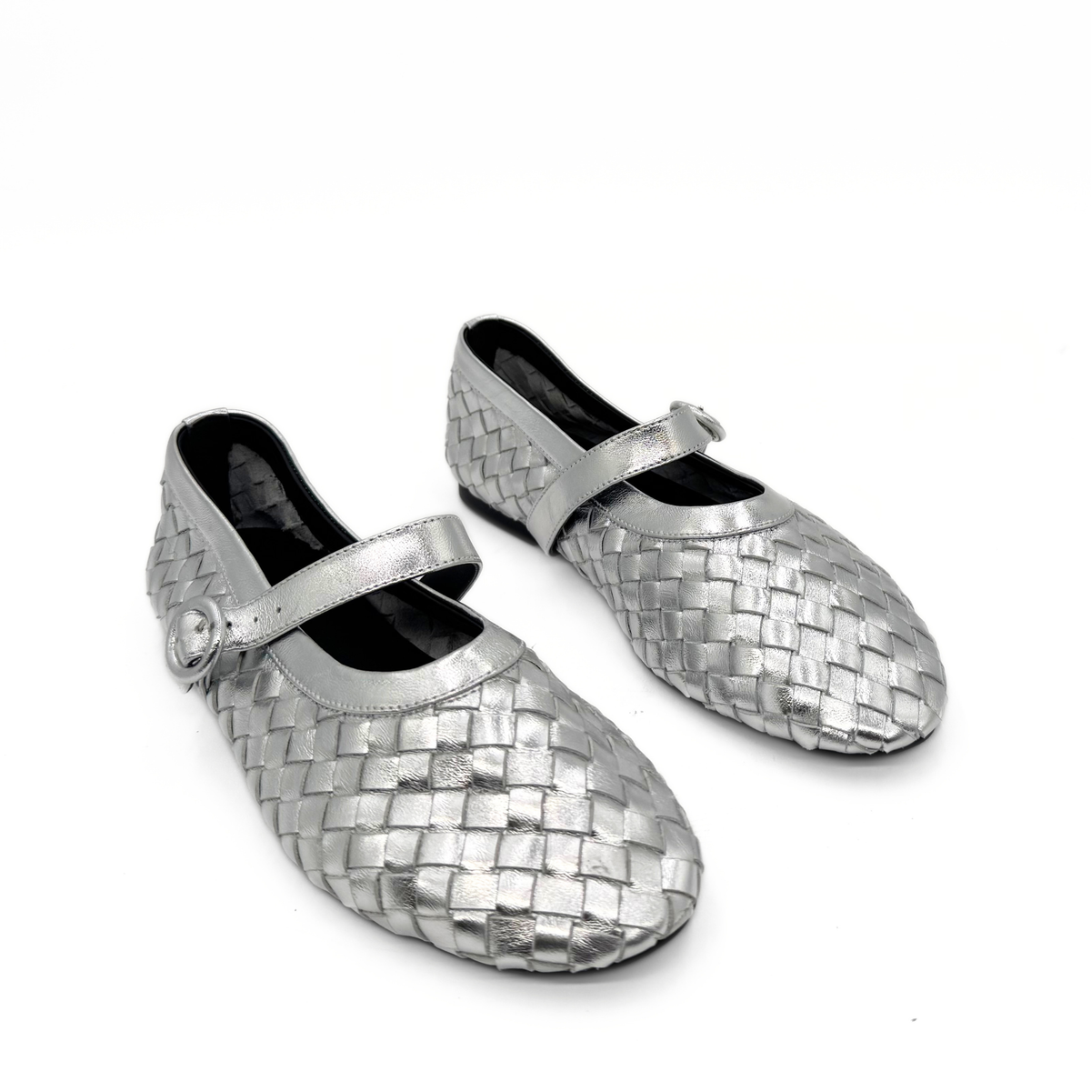 Rena Woven Mary Janes - Silver